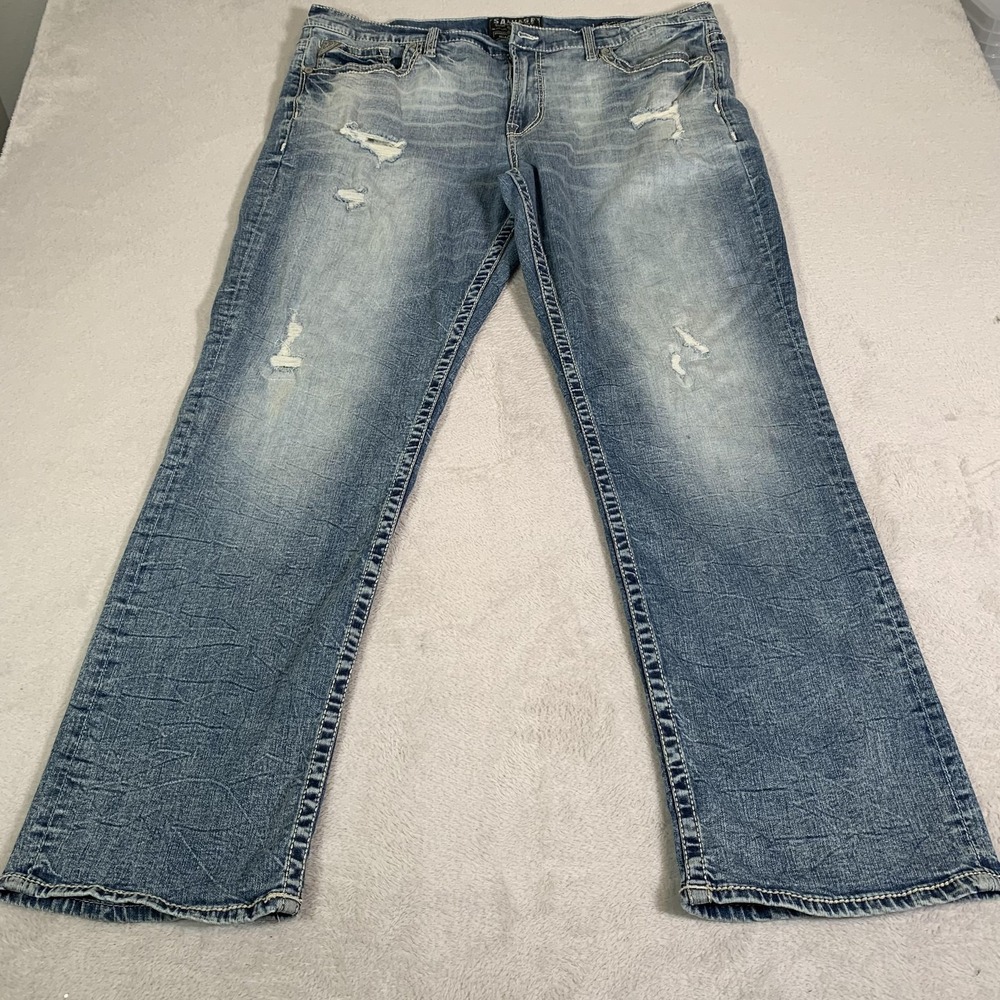 Salvage Supply Co Anarchy Straight Jeans Mens 40x32 Blue Medium Wash Relaxed